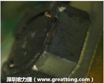 使用銀(Ag)鍍層的電源電感器(Power Inductors)，經(jīng)過推力測試后，零件端點上已經(jīng)看不到任何鍍層的痕跡了，所以其耐推力就比較小。