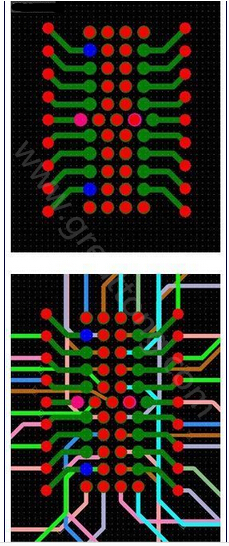 焊盤內(nèi)過(guò)孔用于內(nèi)部，而外部引腳在0.5mm柵格上扇出-深圳宏力捷