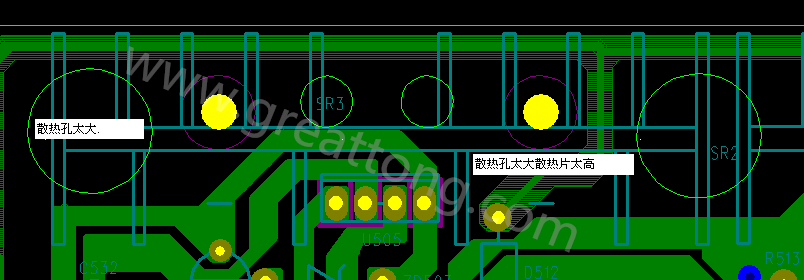 PCB設(shè)計(jì)中，散熱孔散熱片設(shè)計(jì)不當(dāng)，造成很多電源板斷裂