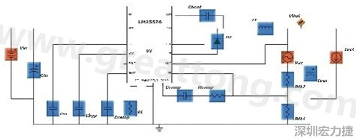 參考圖1的電流通路：把FET在導(dǎo)通狀態(tài)下流經(jīng)的通路標(biāo)記為紅色；把FET在關(guān)斷狀態(tài)下的迴路標(biāo)記為綠色。