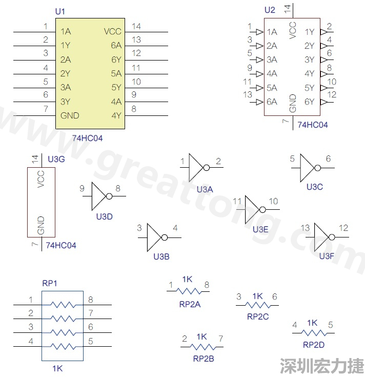 圖1 半導(dǎo)體元件供應(yīng)商所畫的電路圖符號是模擬元件的接腳圖，而非訊號流程。