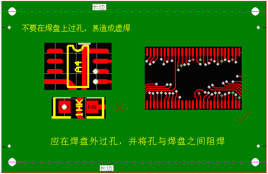 不要直接在焊盤上過(guò)孔